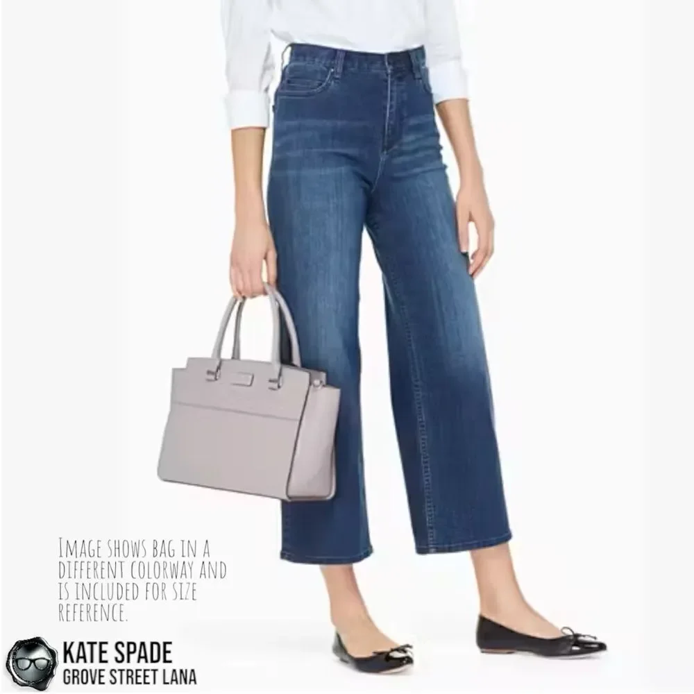 KATE SPADE GROVE STREET LANA LEATHER SATCHEL IN BLACK/CREAM WITH CROSSBODY STRAP